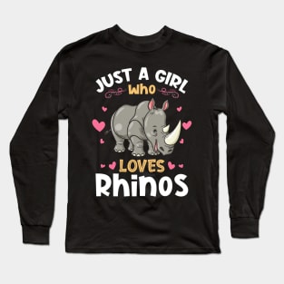 Just a Girl who Loves Rhinos Gift Long Sleeve T-Shirt